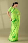 Buy_Thee Modern Roots_Green Chiffon Print Abstract Horse Saree _Online_at_Aza_Fashions