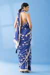 Shop_Thee Modern Roots_Blue Crepe Print Floret Abstract Saree _at_Aza_Fashions