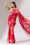 Buy_Thee Modern Roots_Red Crepe Printed Blossom Saree _at_Aza_Fashions