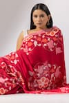 Shop_Thee Modern Roots_Red Crepe Printed Blossom Saree _Online_at_Aza_Fashions