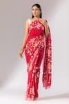 Buy_Thee Modern Roots_Red Crepe Printed Blossom Saree 