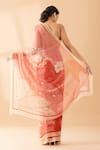 Shop_Thee Modern Roots_Peach Chiffon Printed Polka Dot Saree _at_Aza_Fashions