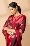 Buy_Thee Modern Roots_Maroon Crepe Printed Lotus Flower Saree 