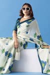 Buy_Thee Modern Roots_Ivory Crepe Printed Abstract Floral Saree 