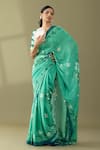 Buy_Thee Modern Roots_Green Crepe Printed Flower Vine Saree _at_Aza_Fashions