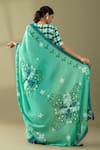 Shop_Thee Modern Roots_Green Crepe Printed Flower Vine Saree _at_Aza_Fashions