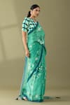 Buy_Thee Modern Roots_Green Crepe Printed Flower Vine Saree _Online_at_Aza_Fashions