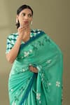 Shop_Thee Modern Roots_Green Crepe Printed Flower Vine Saree _Online_at_Aza_Fashions