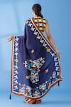 Shop_Thee Modern Roots_Blue Crepe Printed Floral Border Saree _at_Aza_Fashions