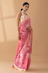 Buy_Thee Modern Roots_Coral Crepe Printed Mughal Saree _Online_at_Aza_Fashions