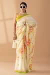 Buy_Thee Modern Roots_Cream Crepe Printed Spring Floral Saree _at_Aza_Fashions