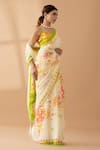 Buy_Thee Modern Roots_Cream Crepe Printed Spring Floral Saree _Online_at_Aza_Fashions