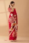 Buy_Thee Modern Roots_Red Crepe Printed Botanical Saree _Online_at_Aza_Fashions