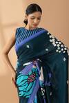 Buy_Thee Modern Roots_Blue Crepe Printed Garden Saree 