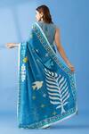 Shop_Thee Modern Roots_Blue Crepe Printed Abstract Saree _at_Aza_Fashions