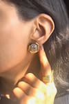 Buy_Prata_White Crystals Solara Gleam Cubic Zirconia Embellished Earrings _at_Aza_Fashions