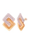 Shop Prata White Crystals Gloria Textured Earrings at Aza Fashions Shop_Prata_White Crystals Gloria Textured Earrings _at_Aza_Fashions