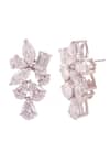 Prata_White Crystals Gleaming Cluster Cubic Zirconia Studded Earrings _Online_at_Aza_Fashions