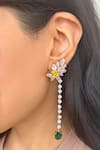 Buy_PRATA_Yellow Cubic Zirconia Fete Stone Embellished Earrings _at_Aza_Fashions