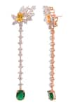 PRATA_Yellow Cubic Zirconia Fete Stone Embellished Earrings _Online_at_Aza_Fashions