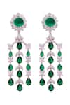 Shop_Prata_Green Stones, Crystals Verdure Grace Studded Earrings _at_Aza_Fashions