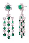 Prata_Green Stones, Crystals Verdure Grace Studded Earrings _Online_at_Aza_Fashions