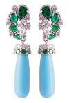 Shop_Prata_Green Crystals, Stones Oceanic Grace Studded Earrings_at_Aza_Fashions