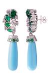 Prata_Green Crystals, Stones Oceanic Grace Studded Earrings_Online_at_Aza_Fashions