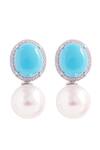 Buy Prata Blue Pearls, Zari Nitara Studs at Aza Fashions Buy_Prata_Blue Pearls, Zari Nitara Studs _at_Aza_Fashions