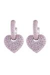 Buy Prata White Zari Heart Drop Earrings at Aza Fashions Buy_Prata_White Zari Heart Drop Earrings_at_Aza_Fashions