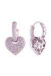 Shop Prata White Zari Heart Drop Earrings at Aza Fashions Shop_Prata_White Zari Heart Drop Earrings_at_Aza_Fashions