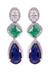 Prata_Green Stones, Zari Glintwave Spark Earrings _Online_at_Aza_Fashions