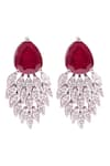 Buy_Prata_Red Stone Selene Embellished Drop Earrings _at_Aza_Fashions