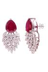Shop_Prata_Red Stone Selene Embellished Drop Earrings _at_Aza_Fashions