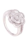 Shop_PRATA_White Stone Cloris Rosette Embellished Ring _at_Aza_Fashions