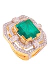 Buy_PRATA_Green Doublet Stone Vintage Art Deco Studded Ring _at_Aza_Fashions