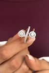 Buy_PRATA_White Imported Cubic Zirconia Gleaming Halo Spiral Ring _at_Aza_Fashions