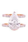 PRATA_White Imported Cubic Zirconia Clarissa Pear Stone Embellished Ring _Online_at_Aza_Fashions