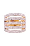 PRATA_White Cubic Zirconia Diamante Flare Ring _Online_at_Aza_Fashions