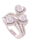 Shop_PRATA_White Cubic Zirconia Heart Trinity Ring _at_Aza_Fashions