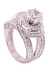 Buy_PRATA_White Cubic Zirconia Meta Iris Solitaire Ring _at_Aza_Fashions