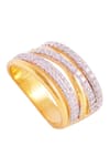 PRATA_White Cubic Zirconia Glimmer Crossover Band Ring _Online_at_Aza_Fashions