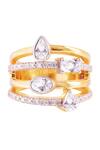 Shop_PRATA_White Cubic Zirconia Quartet Sparkle Ring _at_Aza_Fashions