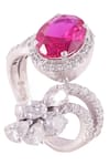 Buy_PRATA_Red Cubic Zirconia Melody Ruby Ring _at_Aza_Fashions