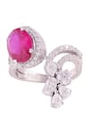 Shop_PRATA_Red Cubic Zirconia Melody Ruby Ring _at_Aza_Fashions