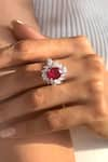 Buy_PRATA_Red Cubic Zirconia Valente Gem Ring _at_Aza_Fashions