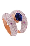 Buy_PRATA_Blue Cubic Zirconia Nira Embellished Ring _at_Aza_Fashions