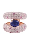 Shop_PRATA_Blue Cubic Zirconia Nira Embellished Ring _at_Aza_Fashions