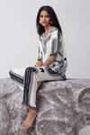 Buy_Kamaali Pret_White Cupro Printed Elephant V-neck Mali Oversized Top With Pant _at_Aza_Fashions