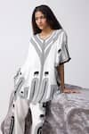 Kamaali Pret_White Cupro Printed Elephant V-neck Mali Oversized Top With Pant _at_Aza_Fashions